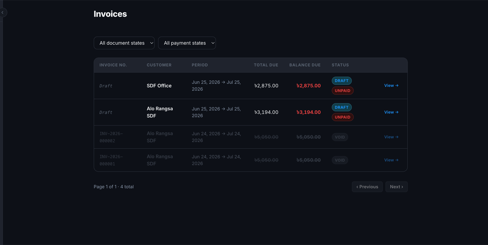KarbarPro invoice list
